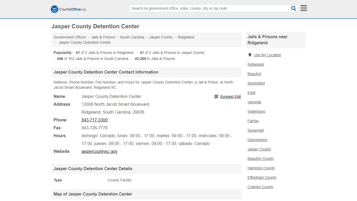 Jasper County Detention Center - Ridgeland, SC (Address, Phone, Fax ...