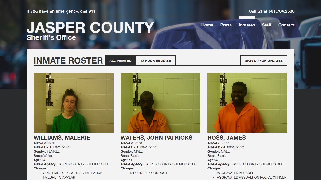 Inmate Roster | Jasper SO